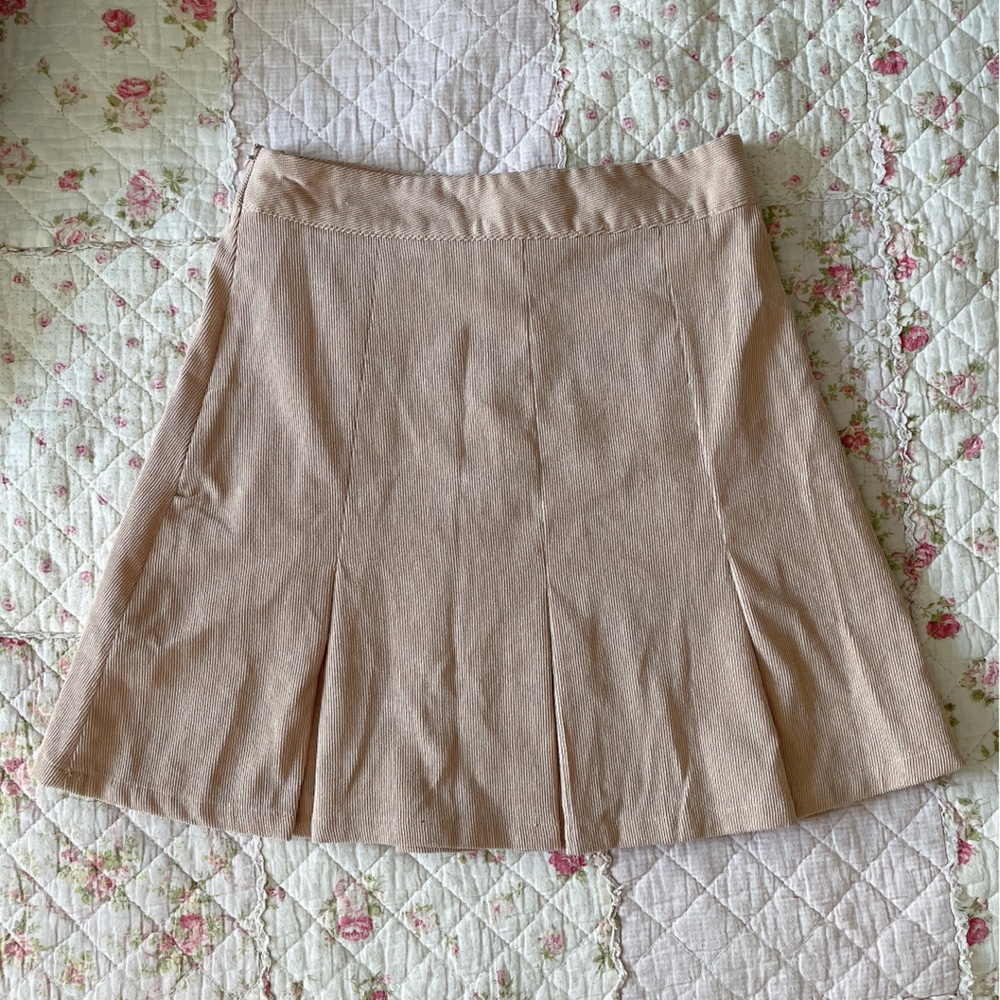 Nastygal beige corduroy box pleated skirt
